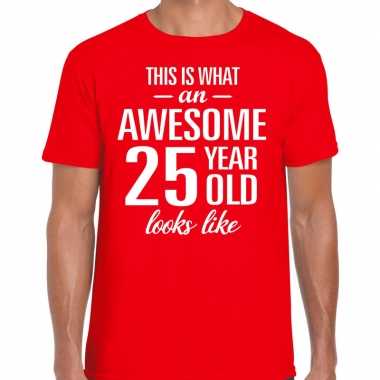 Awesome 25 year / 25 jaar cadeau t shirt rood heren
