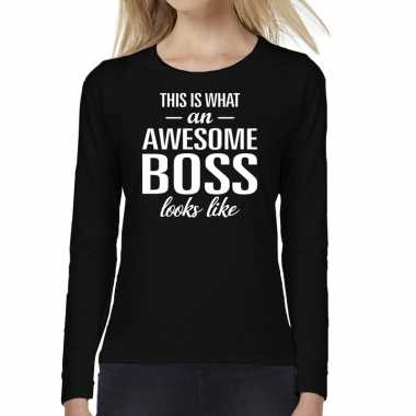 Awesome boss / baas cadeau t shirt long sleeves dames