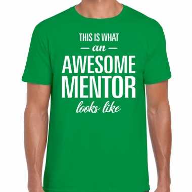 Awesome mentor cadeau t shirt groen heren