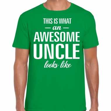 Awesome uncle / oom cadeau t shirt groen heren