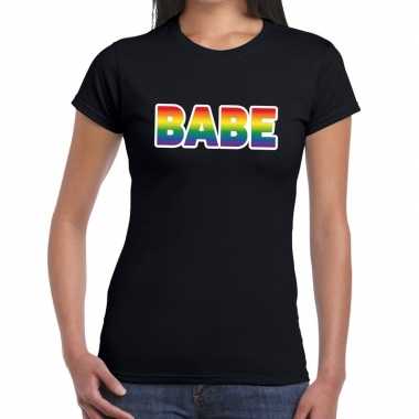 Babe gay pride t shirt zwart dames