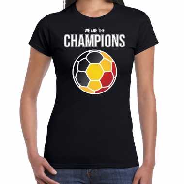 Belgie ek/ wk supporter t shirt we are the champions belgische voetbal zwart dames