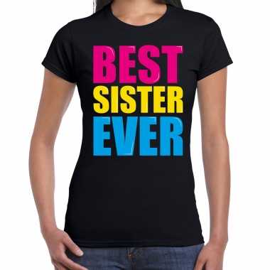 Best sister ever / beste zus ooit fun t shirt zwart dames