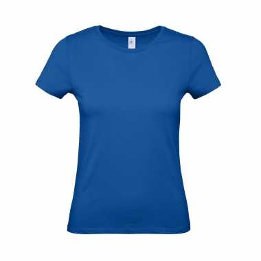 Blauw basic t shirt ronde hals dames katoen