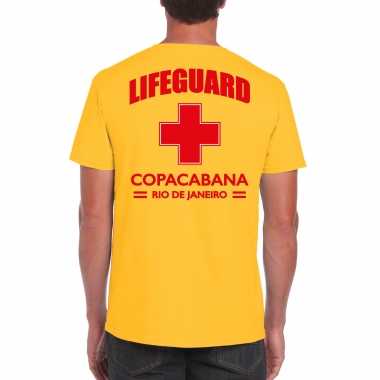 Carnavalskleding reddingsbrigade/ lifeguard copacabana rio janeiro shirt geel / bedrukking heren