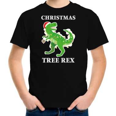 Christmas tree rex kerstshirt / outfit zwart kinderen