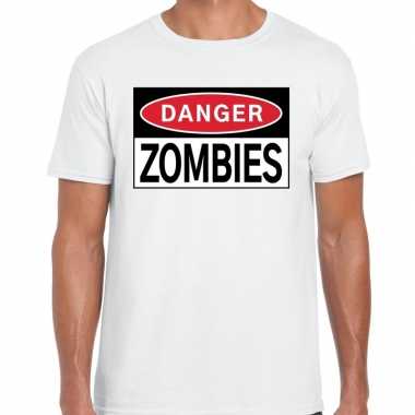 Danger zombies t shirt wit heren