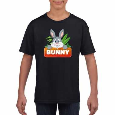 Dieren shirt zwart bunny konijn kinderen