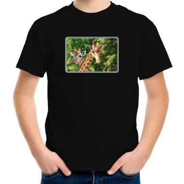 Dieren t shirt giraffen foto zwart kinderen