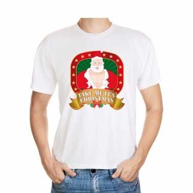 Foute kerstmis shirt wit take me its christmas mannen