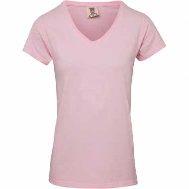 Getailleerde dames t shirt v hals roze