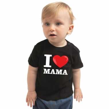 I love mama cadeau t shirt zwart baby jongen/meisje