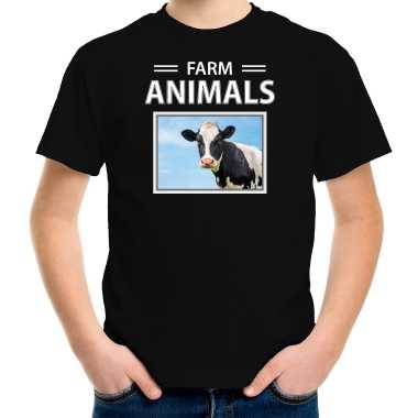 Koeien t shirt dieren foto farm animals zwart kinderen