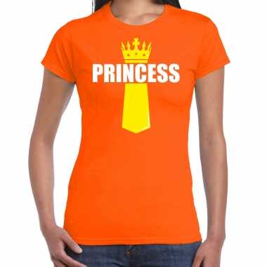 Koningsdag t shirt princess kroontje oranje dames