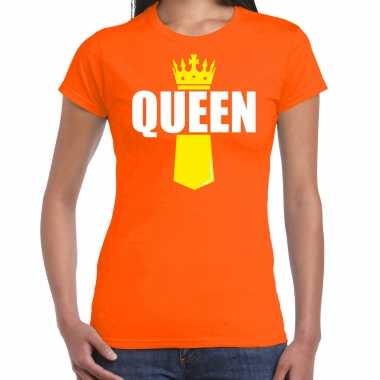 Koningsdag t shirt queen kroontje oranje dames