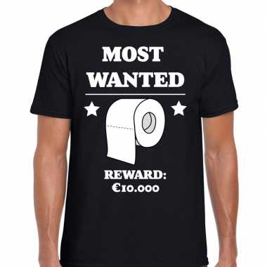 Most wanted toilet papier reward 10.000 tekst shirt zwart heren