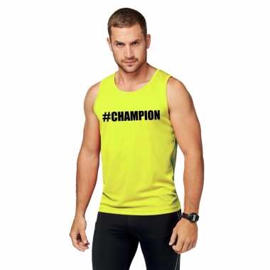 Neon geel kampioen sport shirt/ singlet #champion heren