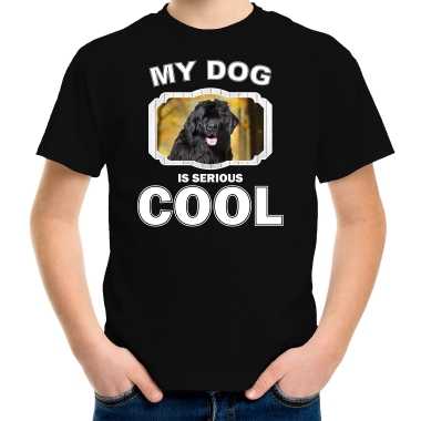 Newfoundlander honden t shirt my dog is serious cool zwart kinderen