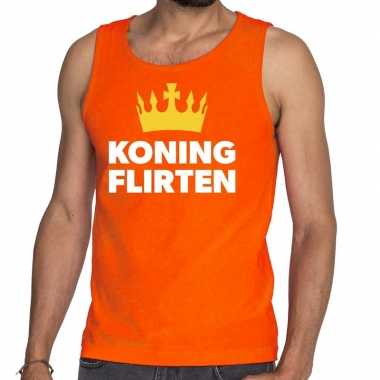 Oranje koning flirten tanktop / mouwloos shirt heren