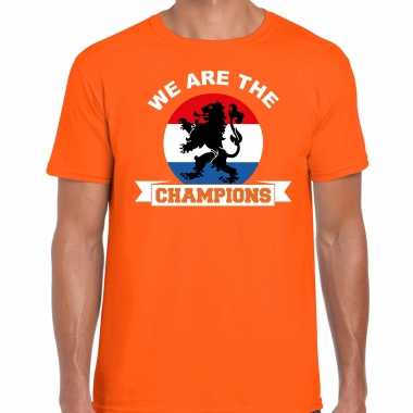 Oranje t shirt holland / nederland supporter we are the champions ek/ wk heren