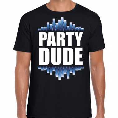 Party dude fun tekst t shirt zwart heren