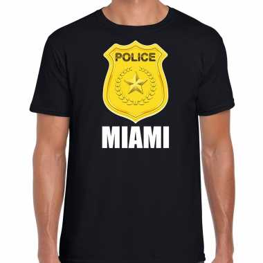 Police / politie embleem miami verkleed t shirt zwart heren