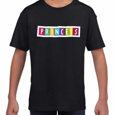 Princess fun tekst t shirt zwart kids