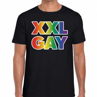 Regenboog xxl gay pride zwart t shirt heren