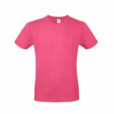 Set 2x stuks fuchsia roze basic t shirt ronde hals heren katoen, maat: xl (54)