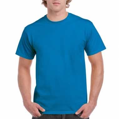 Set 3x stuks goedkope gekleurde shirts saffier felblauw heren, maat: l (40/52)