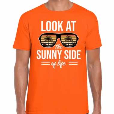 Sunny side feest t shirt / shirt look at the sunny side of life oranje heren