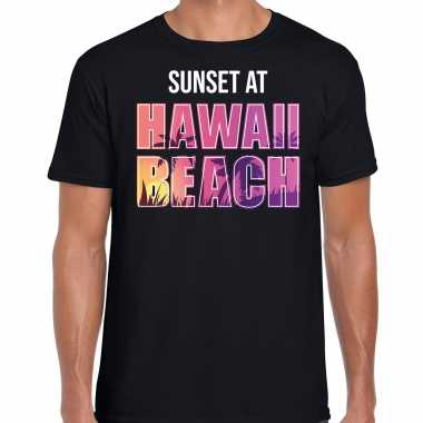 Sunset beach t shirt / shirt sunset at hawaii beach zwart heren