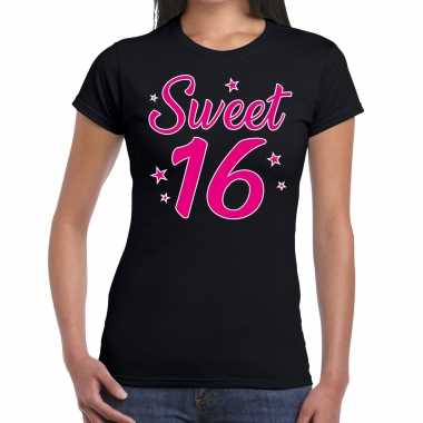 Sweet 16 cadeau t shirt zwart dames