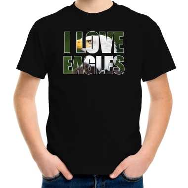 Tekst t shirt i love eagles dieren foto een arend vogels zwart kinderen