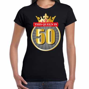 This queen is 50 verjaardag t-shirt zwart 50 jaar dames