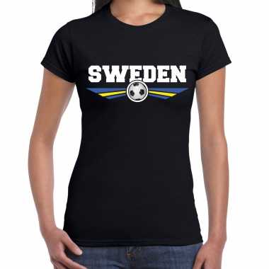 Zweden / sweden landen / voetbal t shirt zwart dames