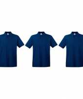 3 pack maat l donkerblauwe navy poloshirts polo t-shirts premium katoen heren