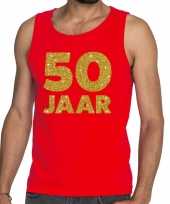 50 jaar glitter tanktop mouwloos shirt rood heren