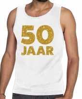 50 jaar glitter tanktop mouwloos shirt wit heren