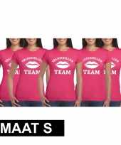 5x vrijgezellenfeest team t shirt roze dames maat s