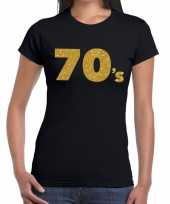 70 s goud glitter t-shirt zwart dames