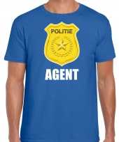 Agent politie embleem carnaval t-shirt blauw heren