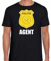 Agent politie embleem carnaval t-shirt zwart heren