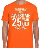 Awesome 25 year 25 jaar cadeau t-shirt oranje heren