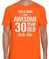 Awesome 30 year 30 jaar cadeau t-shirt oranje heren