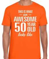 Awesome 50 year 50 jaar cadeau t-shirt oranje heren