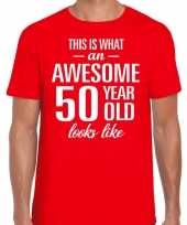 Awesome 50 year 50 jaar cadeau t-shirt rood heren