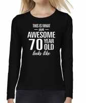 Awesome 70 year 70 jaar cadeau shirt long sleeves zwart dames
