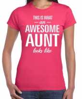 Awesome aunt tante cadeau t-shirt roze dames