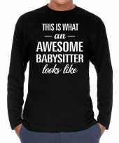 Awesome babysitter oppas cadeau t-shirt long sleeves heren